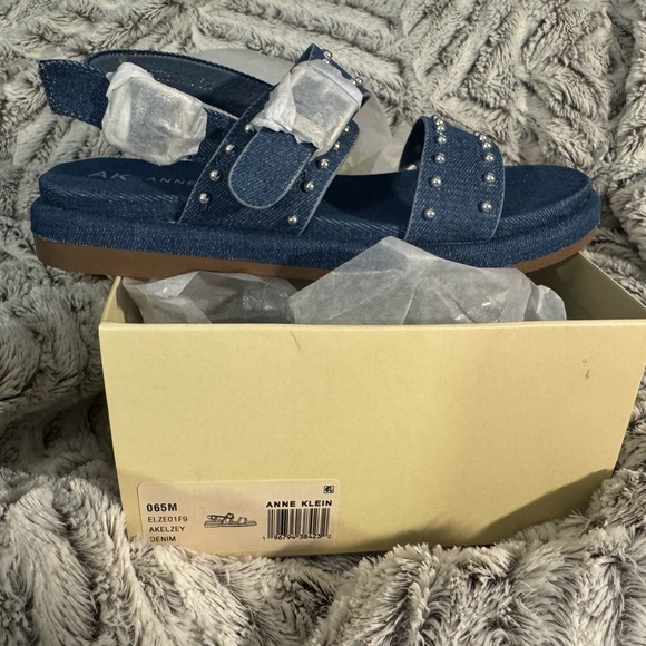 Anne Klein Denim Blue Studded sandals - Picture 2 of 4